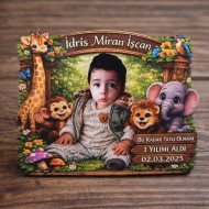 Safari Temalı Kişiye Özel Ahşap UV Baskı Magnet (3mm) 