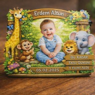 Safari Temalı Kişiye Özel Ahşap UV Baskı Magnet (3mm) 