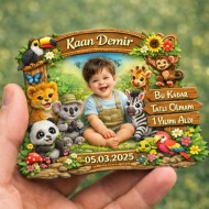 Safari Temalı Kişiye Özel Ahşap UV Baskı Magnet (3mm) 